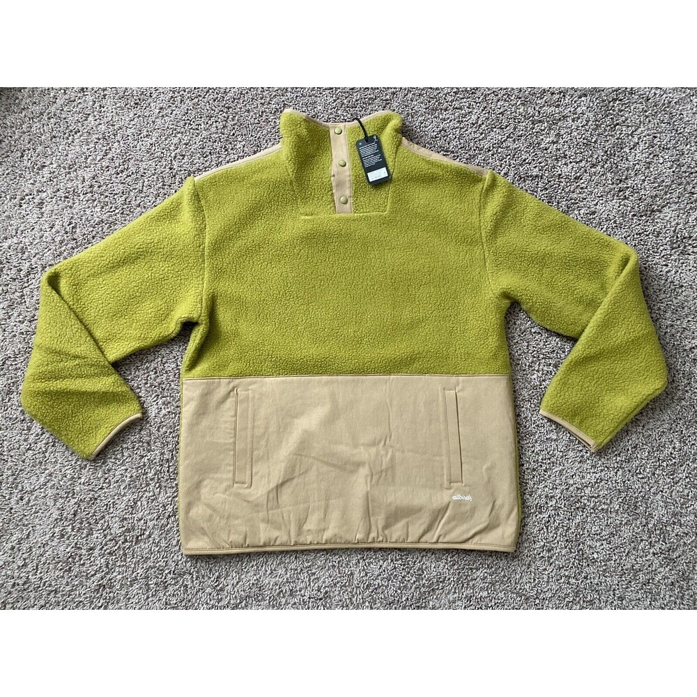 Allbirds Fluff Fleece Pullover Sweater Hazy Lime Hazy Beige NWT Men's Size Large